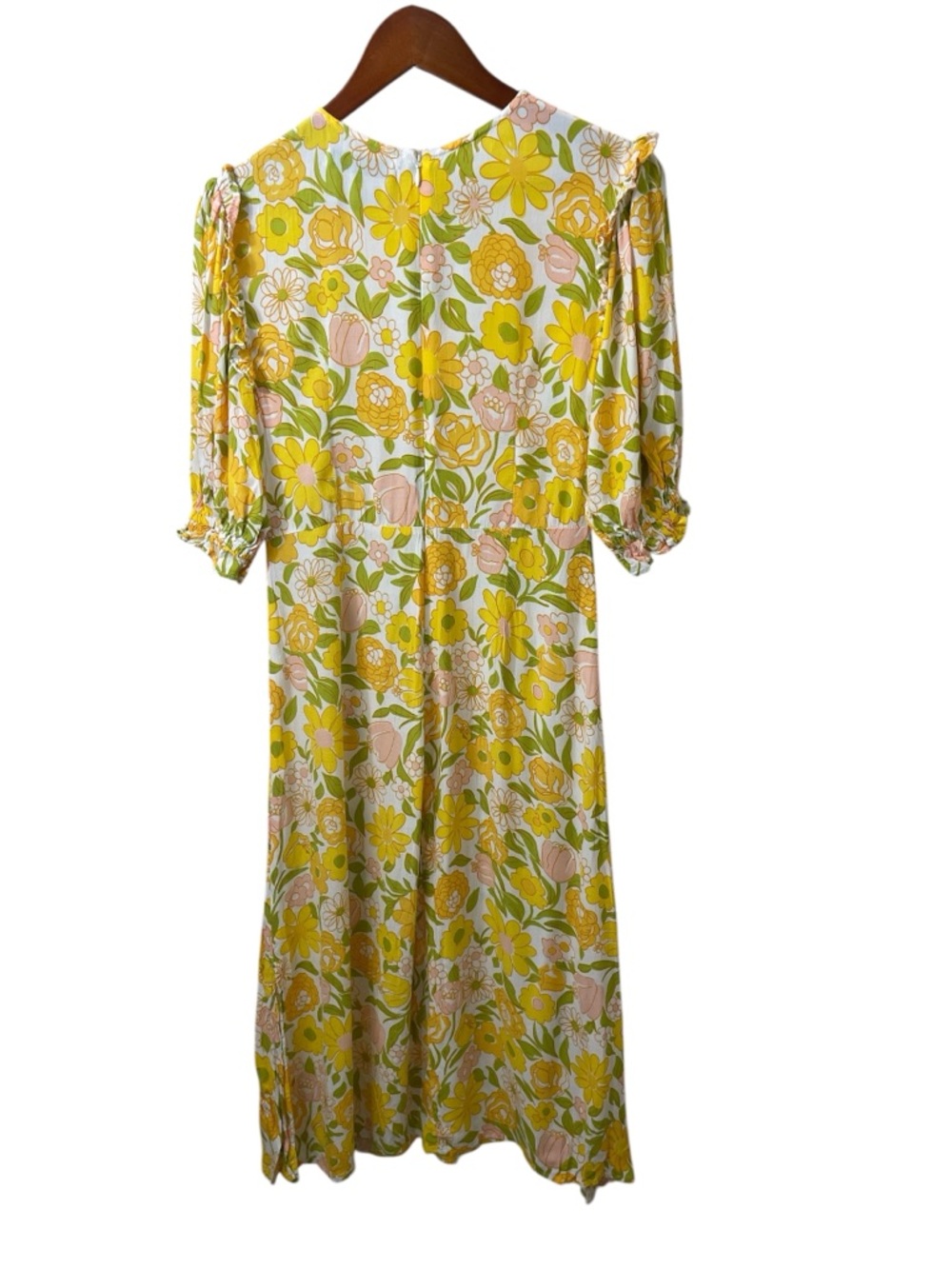 Faithfull the Brand Yellow Floral Jolene Midi Dress - Picture 3 of 8